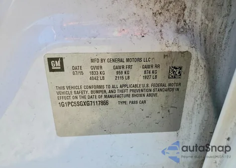 2016 Chevrolet Cruze Limited Ls из США, поврежденный, VIN 1G1PC5SGXG7117866